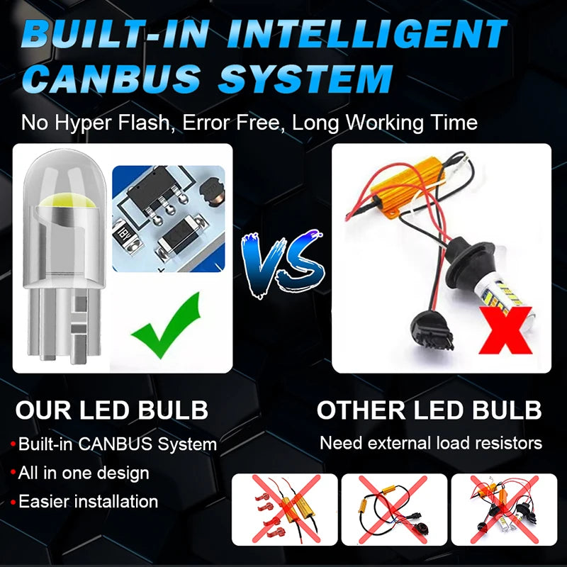 10 pièces nouveau W5W LED Canbus T10 lumières de voiture pièces intérieures en verre ampoules blanc rouge bleu Auto plaque d'immatriculation lampe dôme feux de lecture 6000K