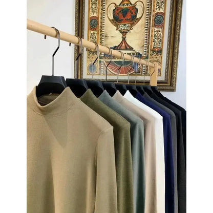 Sous-vêtements thermiques à Base épaisse pour hommes, T-shirt décontracté à manches longues et col Semi-haut pour porter à l'intérieur et à l'extérieur, automne et hiver