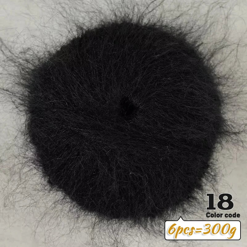 Fil de Mohair d'alpaga coloré à cheveux longs de 300 g, matériel de bricolage fait à la main, aiguilles à tricoter, pull pour femme, manteau, boule de fil de châle, 1 pièce = 6 pièces = 300 grammes