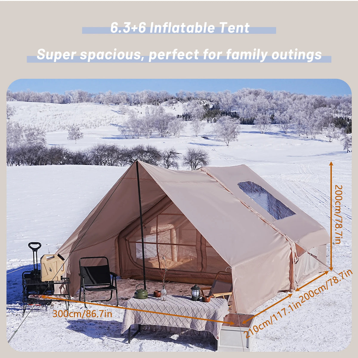 Tente de camping gonflable PAKICETUS pour 4 à 8 personnes avec fenêtres, tente de camping portable résistante à l'eau