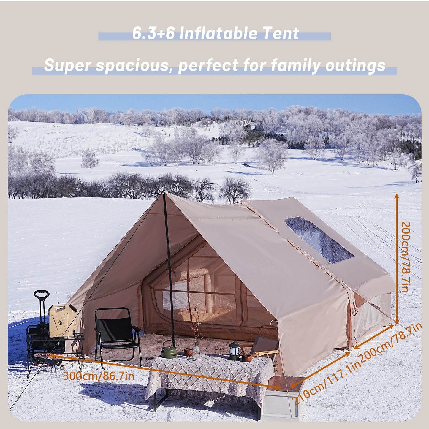 Tente de camping gonflable PAKICETUS pour 4 à 8 personnes avec fenêtres, tente de camping portable résistante à l'eau