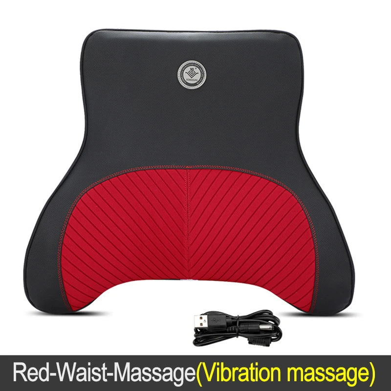 Coussin de cou de massage de vibration de voiture, support lombaire intelligent électrique, coussin de dos de repos de sauna de siège de voiture de voyage