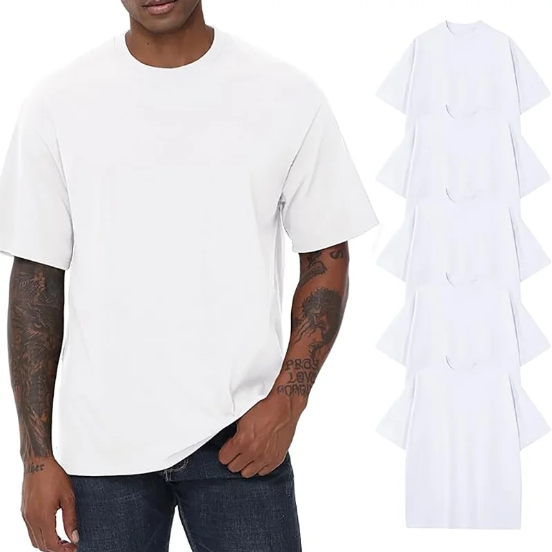 T-shirts surdimensionnés hommes coton demi manches col rond basique t-shirt chemises amples décontracté Streetwear col rond T-shirts pour hommes