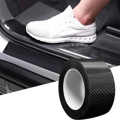 Autocollant 7D en Fiber de carbone de 7cm de largeur, protections de pédale de bienvenue pour porte automobile, protecteur anti-rayures arrière de voiture, autocollant de Film de pare-chocs style de voiture