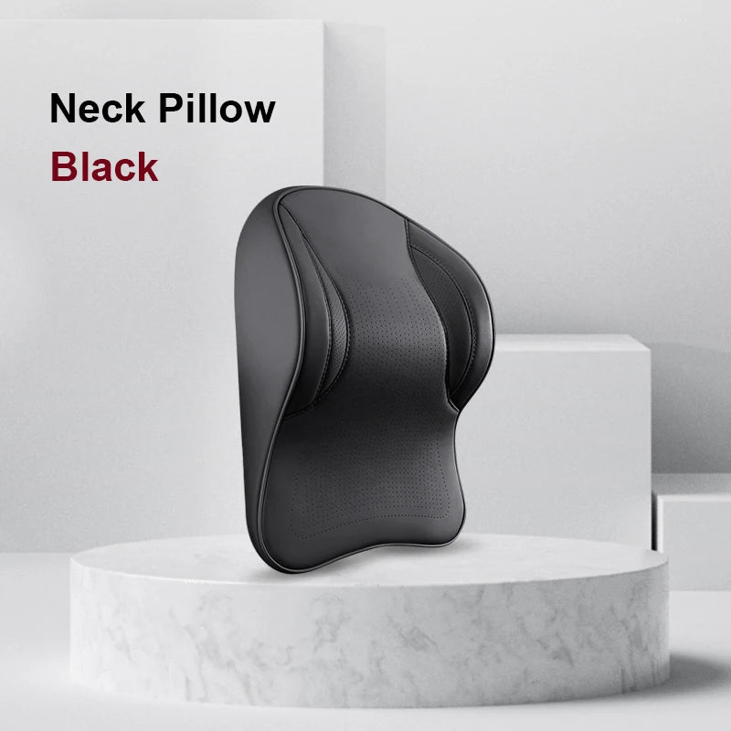 Coussin de nuque et support lombaire en mousse à mémoire de forme pour voiture, soulage le cou et le bas du dos, facile à installer, disponible en plusieurs couleurs