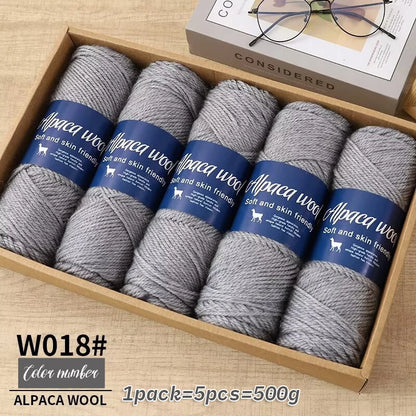 Fil de laine d'alpaga 500g, fil grossier, tissé à la main pour fabriquer des pulls chauds et à la mode, coupe-vent, vestes, foulards, chapeaux, fils