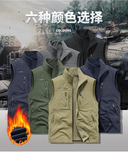 Gilet en polaire d'extérieur pour hommes, pull en polaire brossé, veste épaisse, vêtements Double face, automne et hiver 2025
