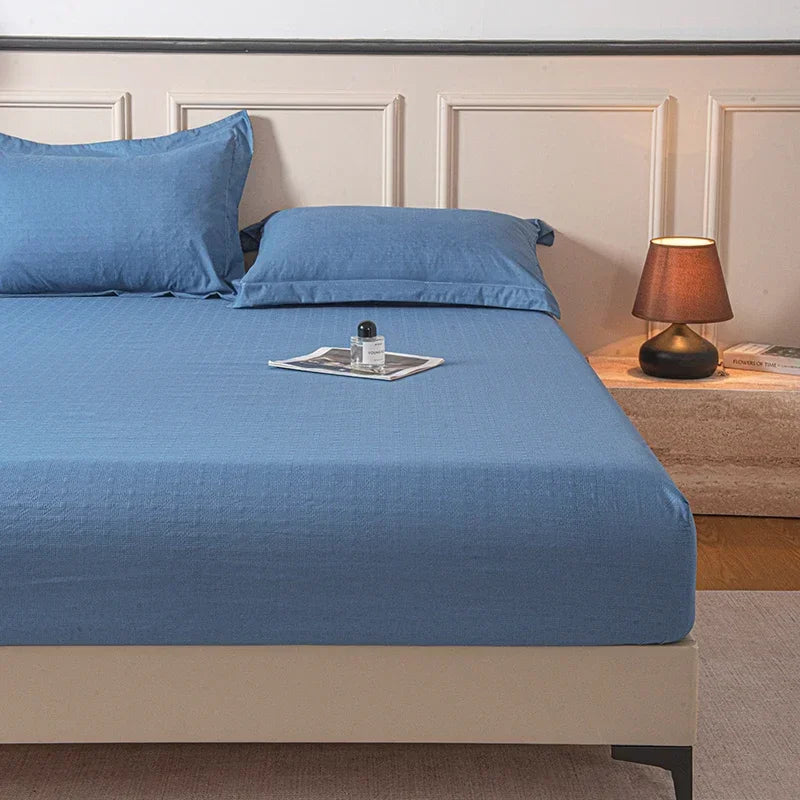 Housse de matelas unie douce pour la maison, drap-housse avec bande élastique pour lit simple, double, king, queen 90/120/150/180/200CM