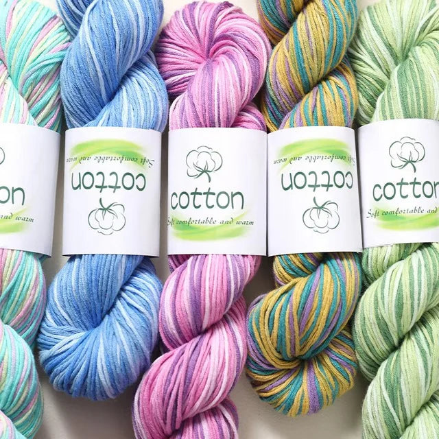 Fil dégradé 100% coton teint à la main 2mm 50g pour tricot, crochet, écharpe et pull DIY
