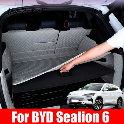 Pour BYD Seal U Sealion 6 2023 2024 2025 boîte de rangement arrière de voiture en cuir tapis de coffre tapis de protection inférieur étanche décor de voiture