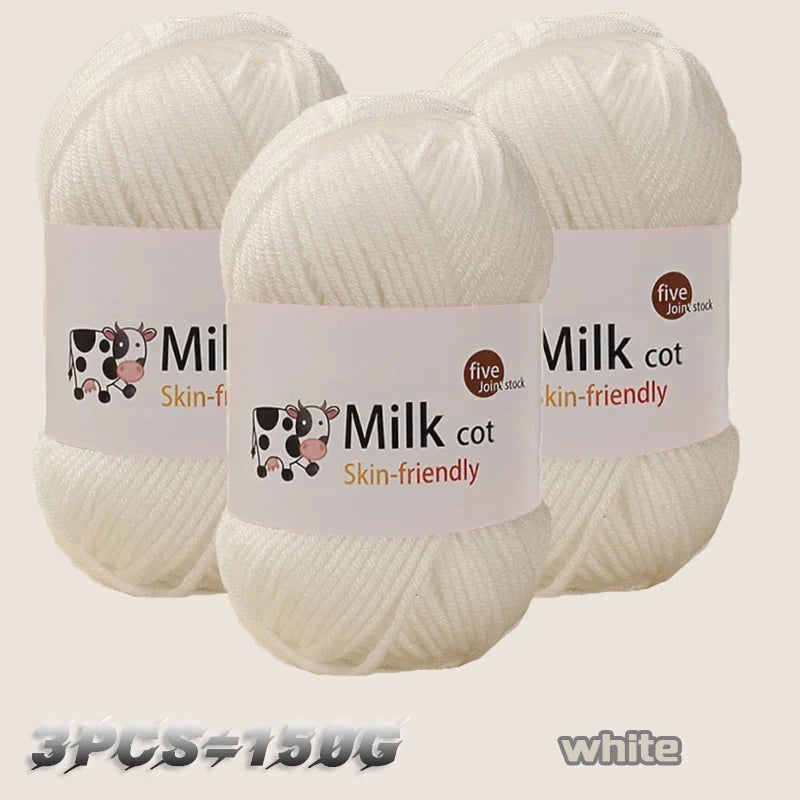 Boule de fil de lait faite à la main, aldéhyde moyen, fil de tissage bricolage, pulls à tricoter, chapeaux, écharpes et autres vêtements, 150g