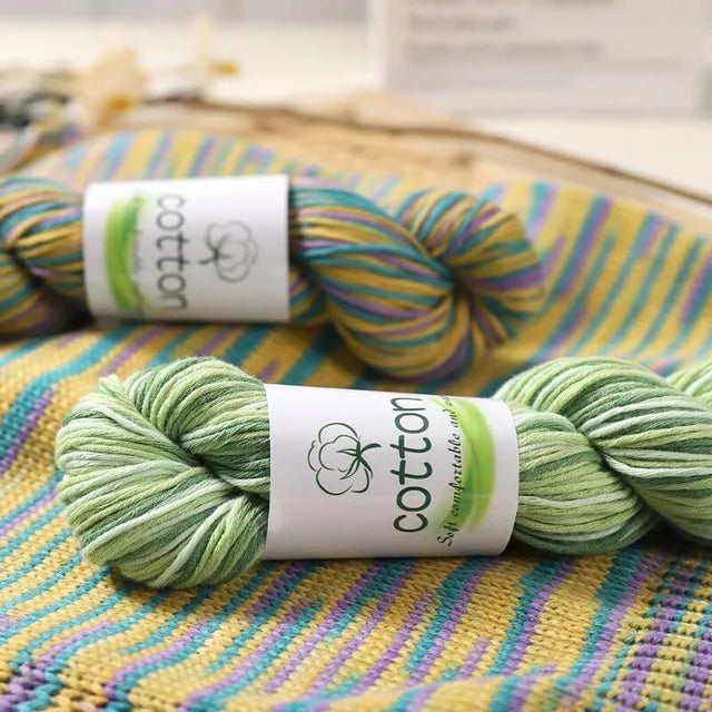 Fil dégradé 100% coton teint à la main 2mm 50g pour tricot, crochet, écharpe et pull DIY