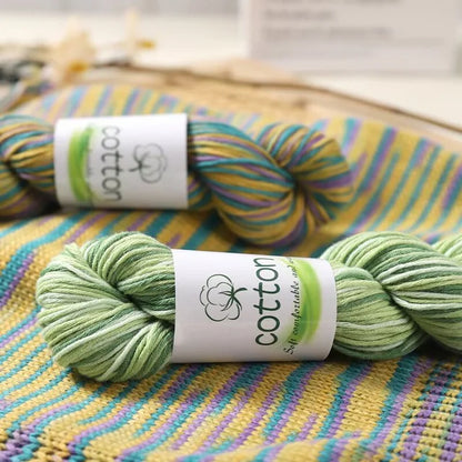 Fil dégradé 100% coton teint à la main 2mm 50g pour tricot, crochet, écharpe et pull DIY