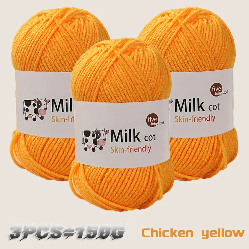 Boule de fil de lait faite à la main, aldéhyde moyen, fil de tissage bricolage, pulls à tricoter, chapeaux, écharpes et autres vêtements, 150g