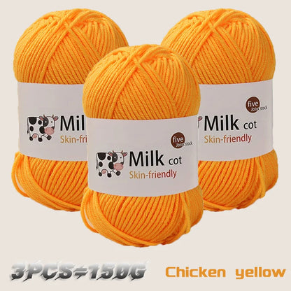 Boule de fil de lait faite à la main, aldéhyde moyen, fil de tissage bricolage, pulls à tricoter, chapeaux, écharpes et autres vêtements, 150g