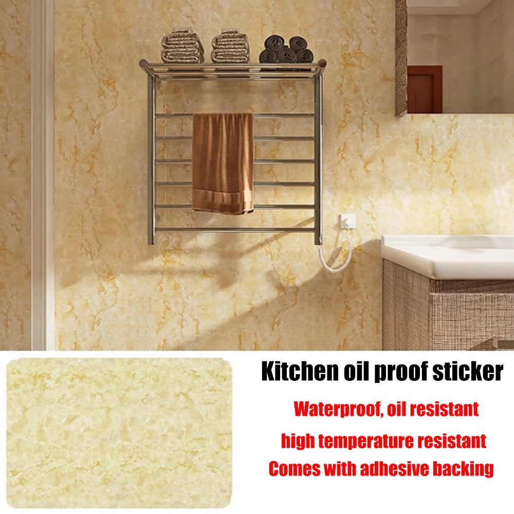 Autocollants muraux en marbre résistants à l'huile pour cuisine, 40cm, papier peint auto-adhésif résistant aux taches, haute température, décoration de la maison