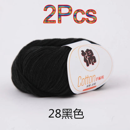 Fil à tricoter doux 100% coton, 2 pièces, fil au Crochet pour tricot, pull, couverture, gants, chapeau, écharpe, crochet, sac amigurumi, pantoufle