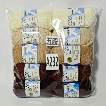 Fil de coton au lait de couleurs mélangées, 10 pièces, 500g, 5 plis, ensemble de fils au Crochet doux, fleurs tricotées à la main, fils peignés artisanaux au Crochet