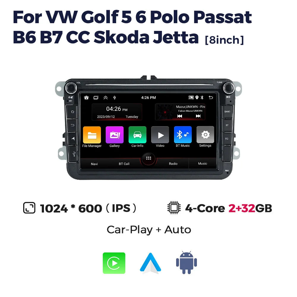 MEKEDE Android Autoradio pour Volkswagen Passat b6 b7 golf 5 6 Polo Jetta Skoda Autoradio multimédia PlayerGPS WiFi RDS Carplay