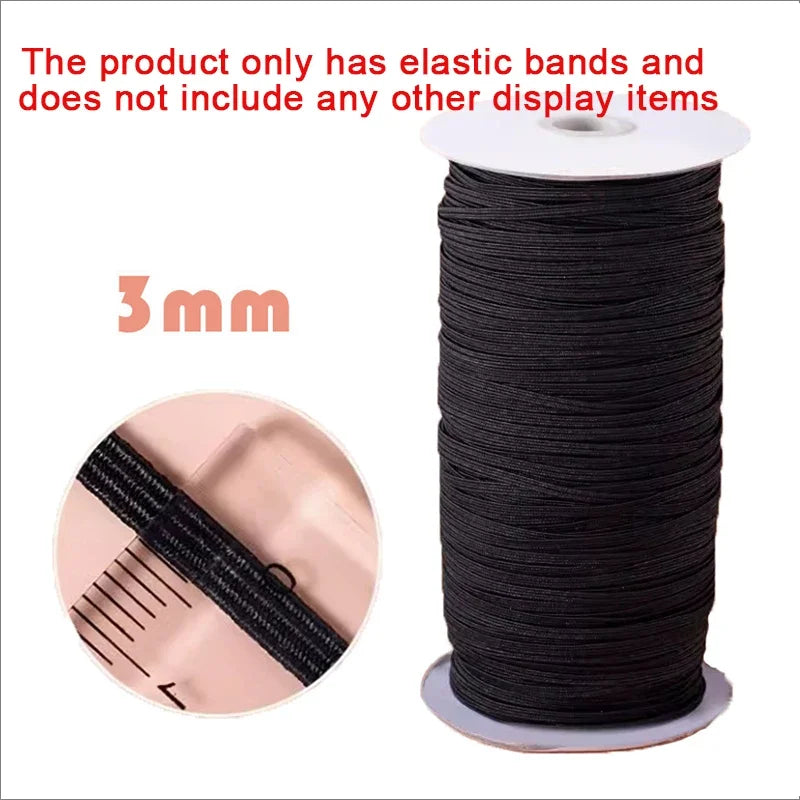 Bande élastique plate de 10m, blanc et noir, bande élastique plate à haute élasticité, corde extensible de couture pour sous-vêtements, pyjamas, attaches, garniture de masque de bricolage