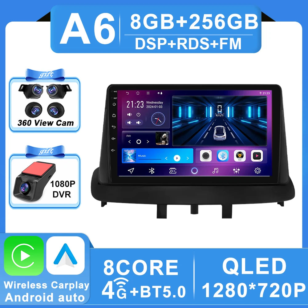 Android 16 pour Renault Megane 3 Fluence Samsung SM3 2008 - 2017 lecteur multimédia DSP CarPlay GPS autoradio