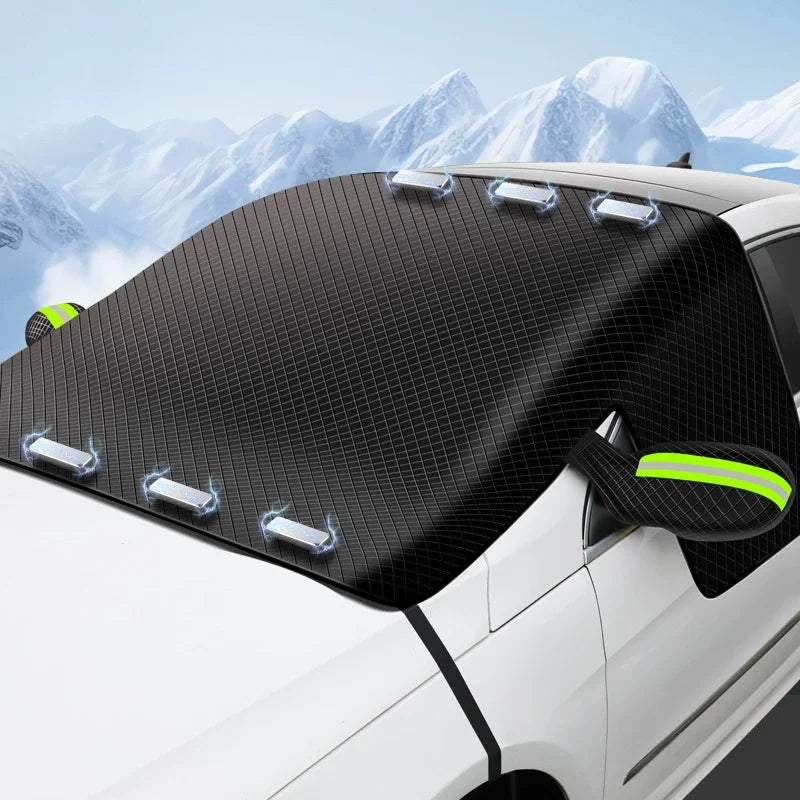 Couverture de neige de voiture d'hiver avec renfort magnétique, demi-couvercle, bouclier anti-gel et anti-neige pour pare-brise, Protection de véhicule automobile