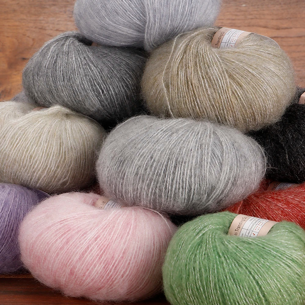 Fil Mohair doux et chaud, 6 paquets/150g, chaussettes de pull en tricot faites à la main, fil d'écharpe châle au Crochet, 60% Mohair, 40% acrylique