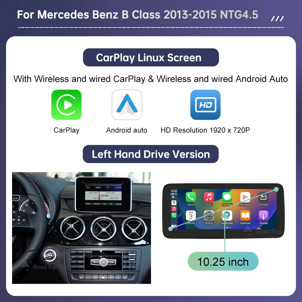 Écran tactile pour Mercedes Benz classe A W176 CLA GLA classe B W246 NTG4.5 GPS multimédia avec lecteur de voiture Carplay Android Auto