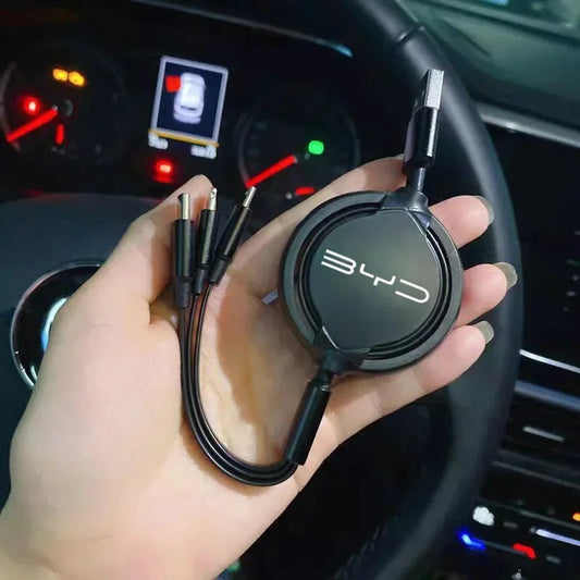Câble de données à charge rapide, 100W, multifonctionnel, 3 en 1, BYD M6 G3 G5 T3 13 F3 F0 Dock S7 E5 E6 L3, Tang Yuan ATTO3 Song