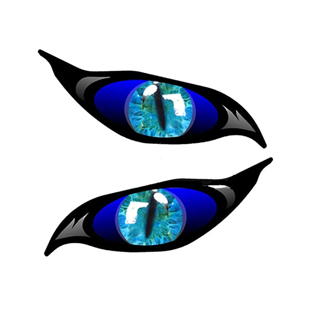 Autocollant de voiture 2 pièces personnalité rouge bleu mauvais œil Zombie crème solaire autocollant étanche pour rétroviseur PVC, 14cm * 6cm