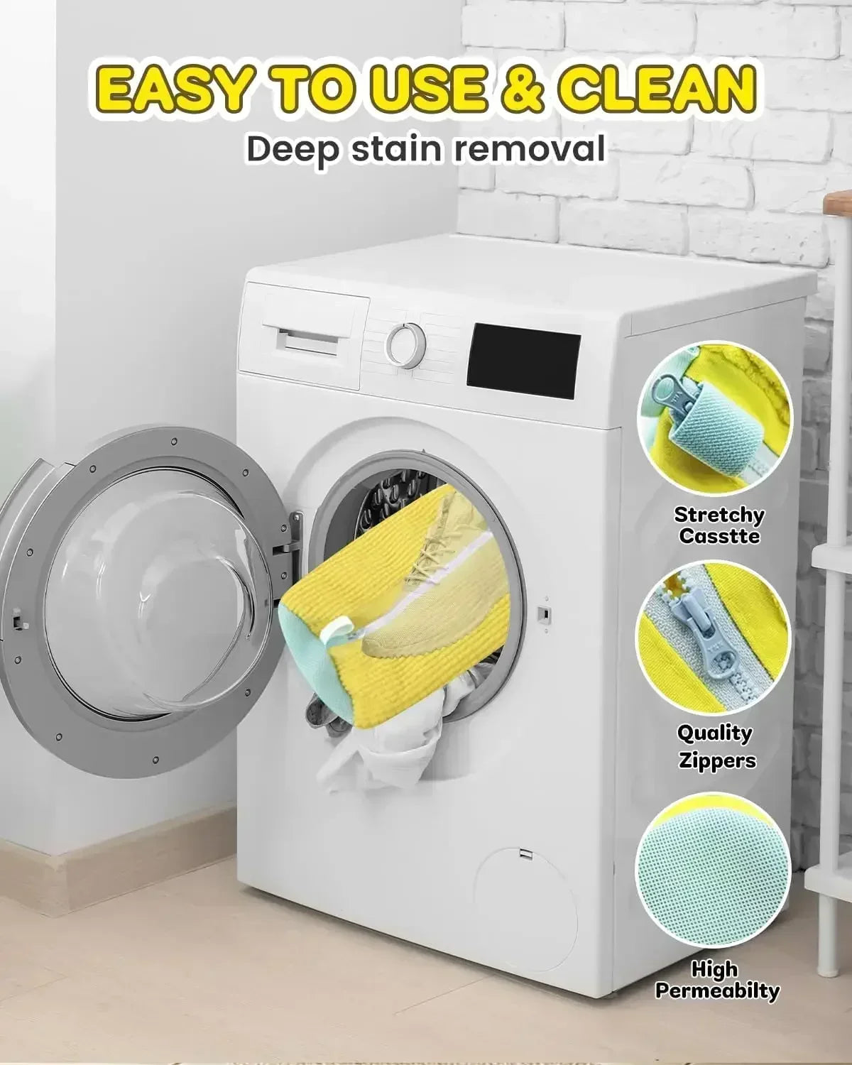 Sac de lavage de chaussures, filet rembourré, protecteur de chaussures à linge, fibre moelleuse, polyester, machine à laver les chaussures, sac à linge, sac de séchage