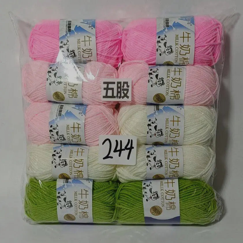 Fil de coton au lait de couleurs mélangées, 10 pièces, 500g, 5 plis, ensemble de fils au Crochet doux, fleurs tricotées à la main, fils peignés artisanaux au Crochet