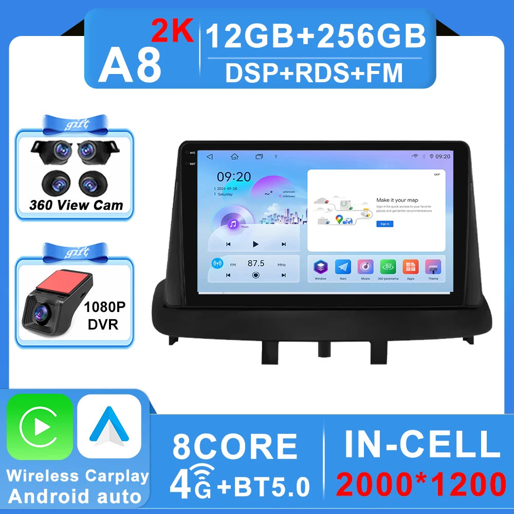 Android 16 pour Renault Megane 3 Fluence Samsung SM3 2008 - 2017 lecteur multimédia DSP CarPlay GPS autoradio