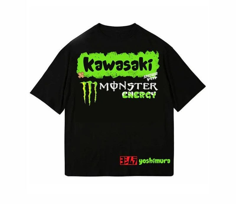 Le nouveau T-shirt imprimé Kawasaki Ninja d'été 2025 est un streetwear en coton à manches courtes ample et à la mode pour hommes et femmes 01