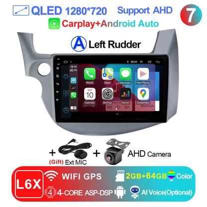 LEHX-Autoradio L6 Pro Android 14, 4G, Carplay, DVD, Stéréo, 2 DIN, Unité Centrale, Limitation GPS, pour Voiture HONDA FIT JAZZ (2007-2013)