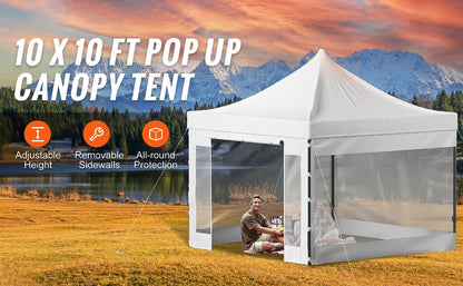 SucceBuy 10x10 Pop Up auvent tente extérieure dix avec parois latérales amovibles et sac à roulettes abri portable instantané pour camp de fête
