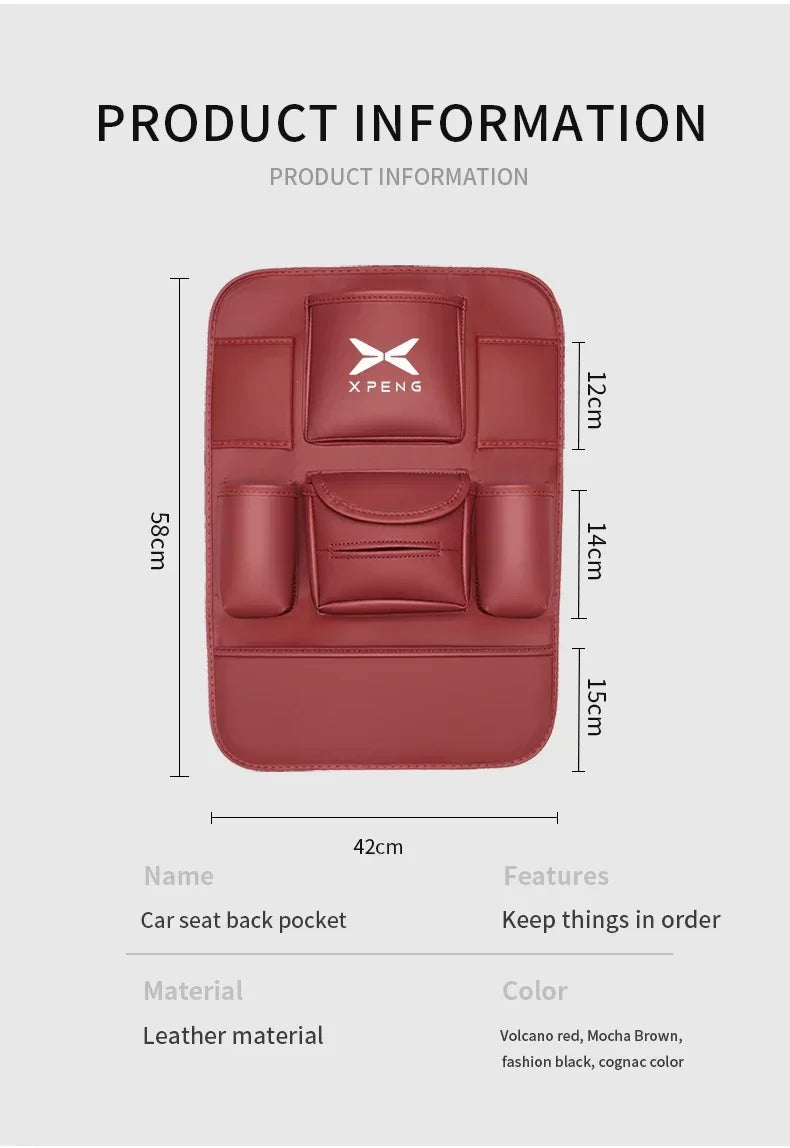 Sac de rangement arrière en cuir pour siège de voiture, anti-usure, coussin anti-rika, accessoires pour XPENG P5 P7 G3 G9 N5 F30 H93 BETA