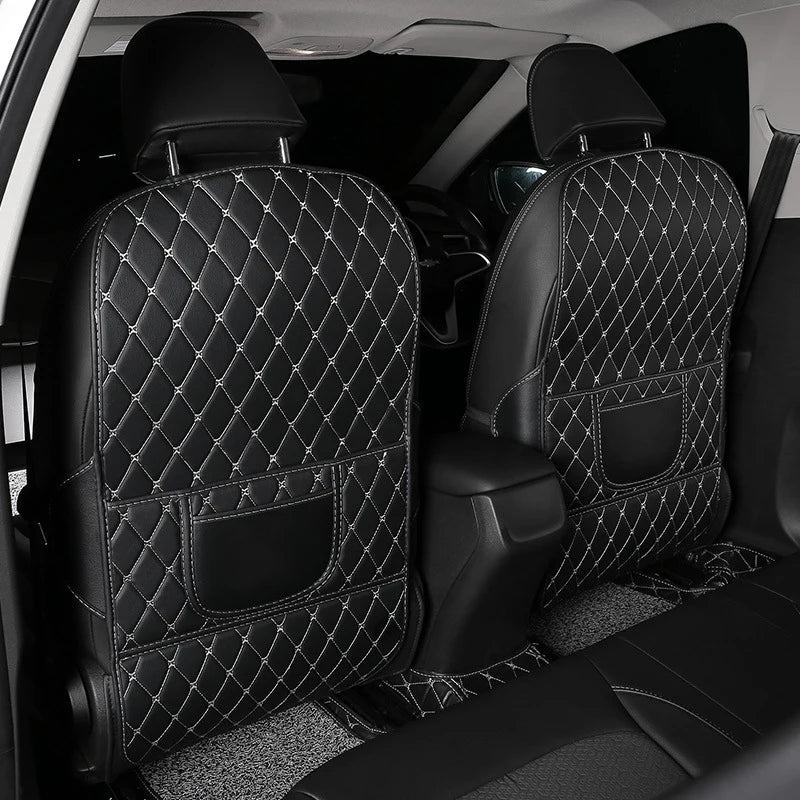Coussinet Anti-coup de pied de voiture en cuir PU, housse de protection arrière de siège de voiture, organisateur de siège arrière avec poches de rangement, accessoires intérieurs
