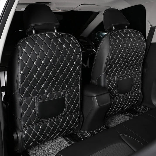 Coussinet Anti-coup de pied de voiture en cuir PU, housse de protection arrière de siège de voiture, organisateur de siège arrière avec poches de rangement, accessoires intérieurs