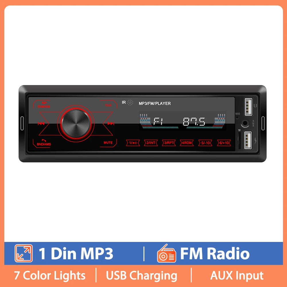Hikity 1 DIN Lecteur MP3 de voiture à écran tactile intégré 12V Radio stéréo Bluetooth FM USB SD AUX-IN 12V Autoradio avec télécommande