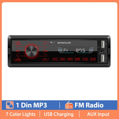 Hikity 1 DIN Lecteur MP3 de voiture à écran tactile intégré 12V Radio stéréo Bluetooth FM USB SD AUX-IN 12V Autoradio avec télécommande
