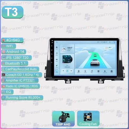 Autoradio Android 9 pouces pour KIA Morning 3 Picanto 2016 2017 2018 2019 2020 - 2023, GPS stéréo Carplay Autoradio DAB WIFI DSP RDS