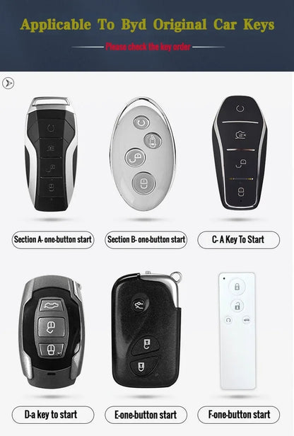 Étui pour clé pour BYD Song Plus Atto 3 Han EV Tang DM Qin joint dauphin cuir métal porte-clés à distance porte-clés accessoires de voiture