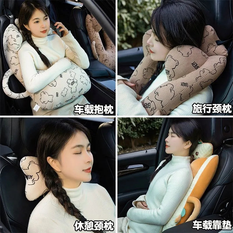 Ceinture de sécurité de voiture pour enfants, dispositif de couchage de voiture haut de gamme, oreiller de siège arrière pour les promenades longue distance, oreiller fixe pour bébé