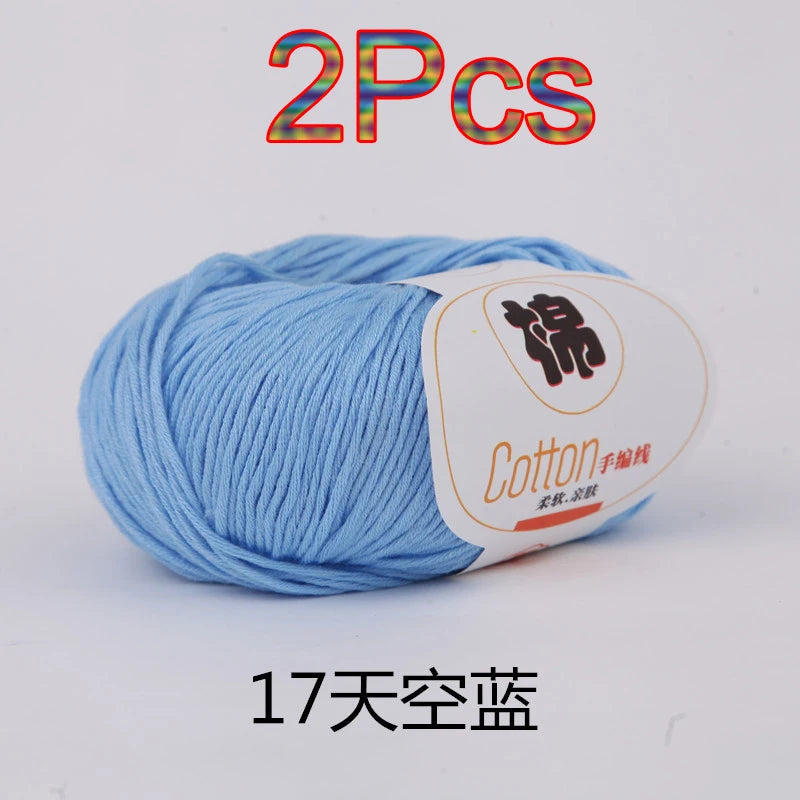 Fil à tricoter doux 100% coton, 2 pièces, fil au Crochet pour tricot, pull, couverture, gants, chapeau, écharpe, crochet, sac amigurumi, pantoufle