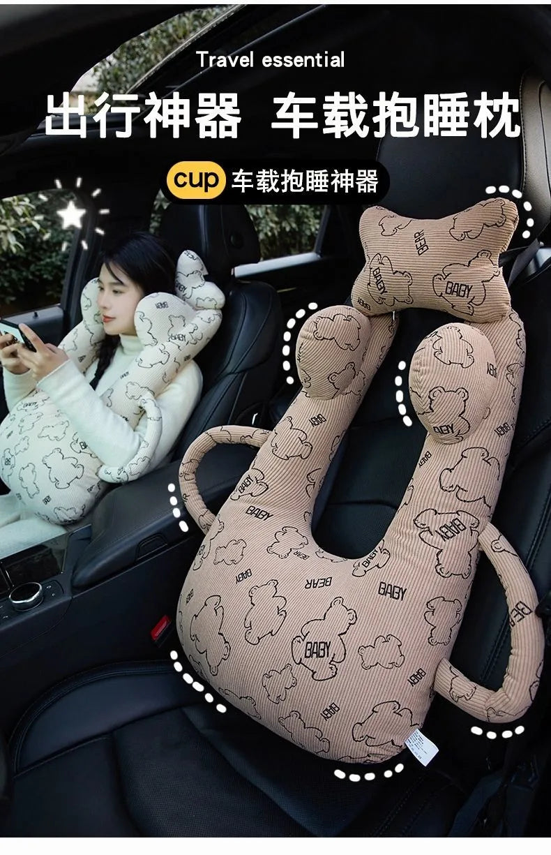 Ceinture de sécurité de voiture pour enfants, dispositif de couchage de voiture haut de gamme, oreiller de siège arrière pour les promenades longue distance, oreiller fixe pour bébé
