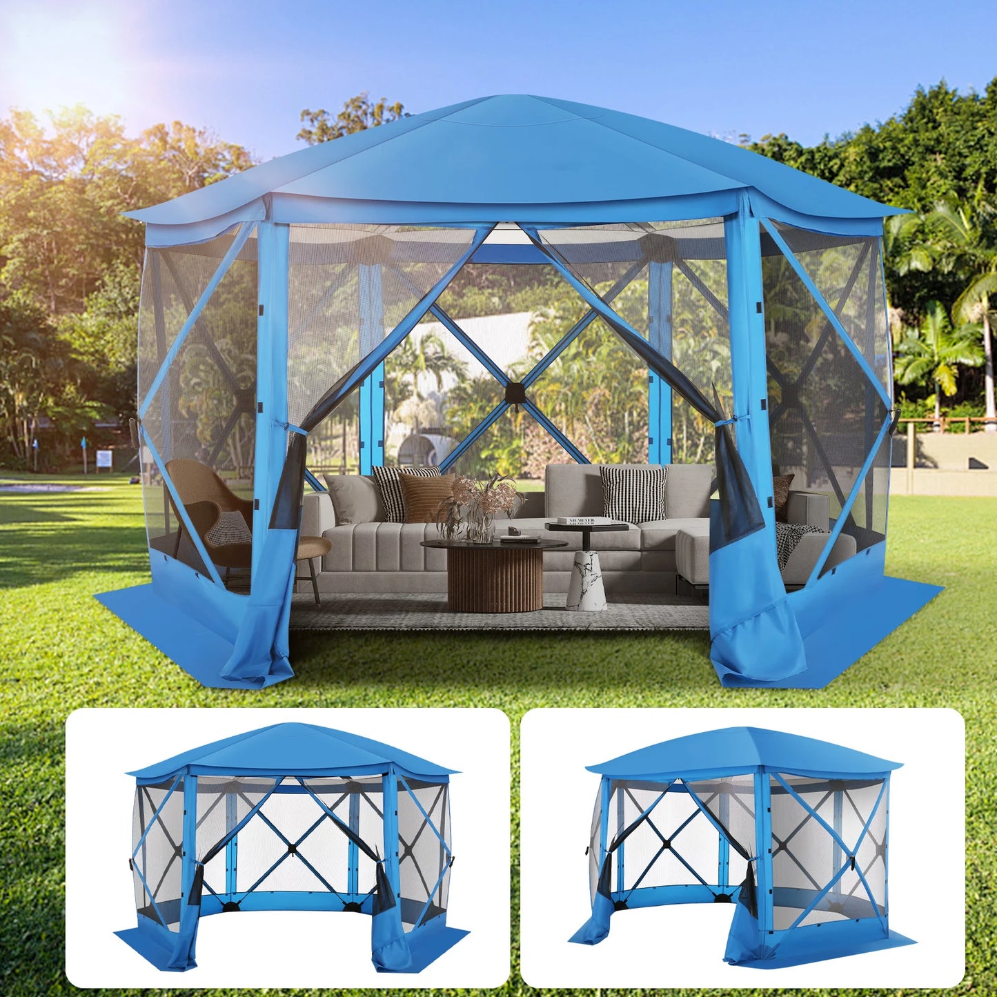Maison d'écran de tente de belvédère escamotable pour le camping, pièce d'écran de 12x12 avec le toit parfait, belvédère d'écran extérieur avec le filet