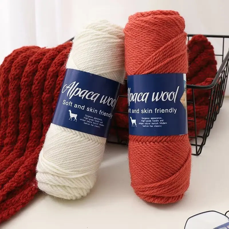 Fil de laine d'alpaga 500g, fil grossier, tissé à la main pour fabriquer des pulls chauds et à la mode, coupe-vent, vestes, foulards, chapeaux, fils