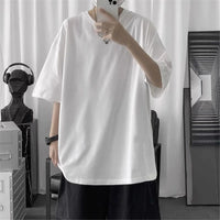 Coton été mode hommes t-shirt décontracté solide à manches courtes classique t-shirt hommes 100% coton coréen haut hip-hop t-shirts noir blanc