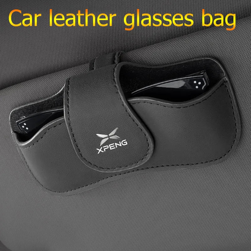 Sac à lunettes pare-soleil de voiture, boîte de rangement en cuir résistant à l'usure pour lunettes de soleil XPeng G3 G6 G9 P5 P7 P7 + P9 G3i X9 N5 G7 MONA M03